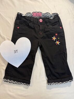 Next - Black Kids Bottoms with Floral Embroidery design